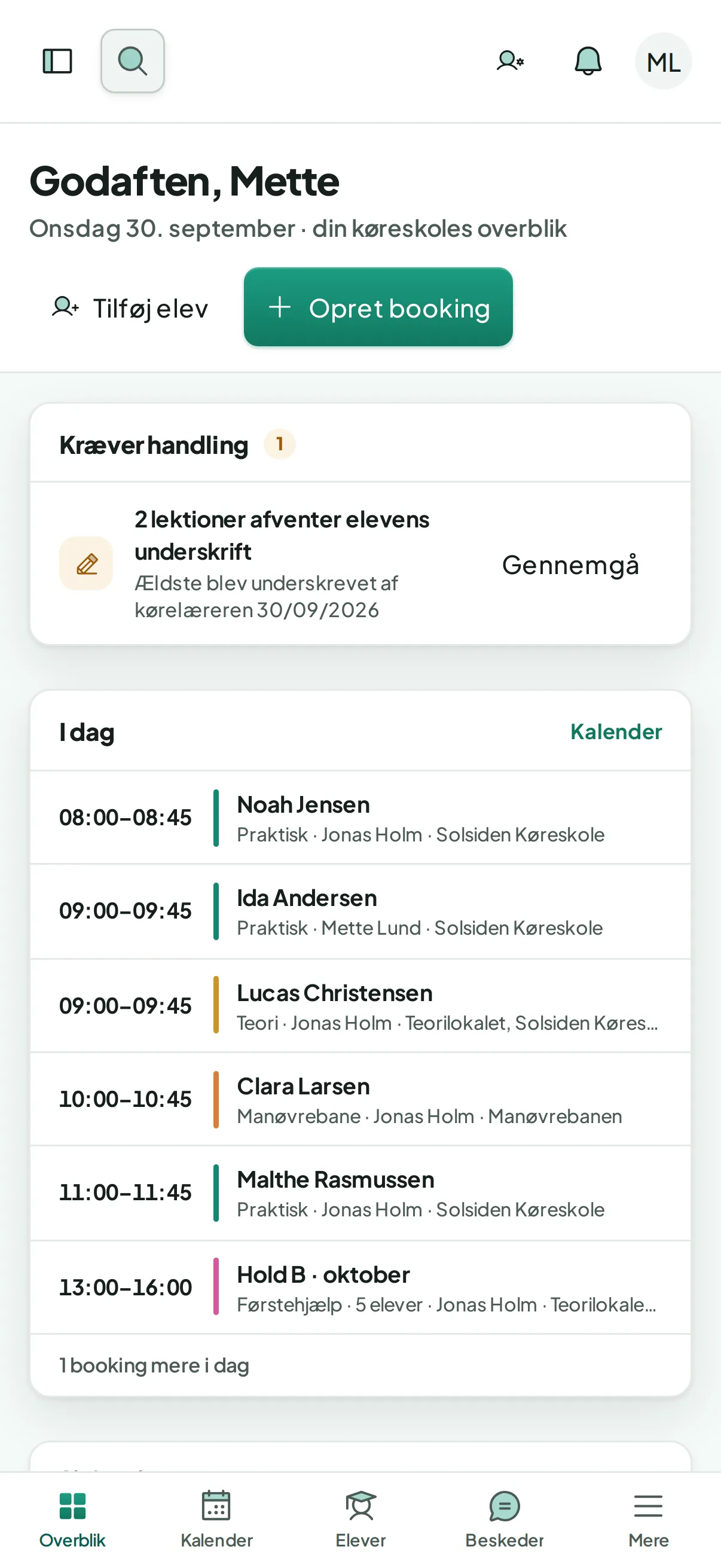 Skoleadministratorens Overblik i Roadbuddys app